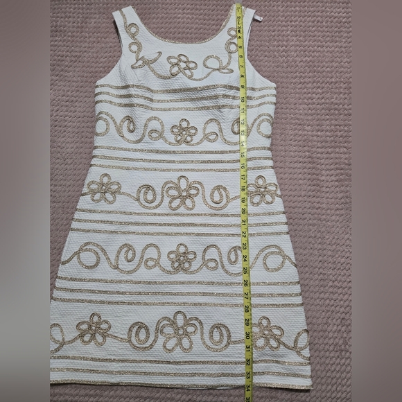 Lilly Pulitzer Strapless White Dress with Gold Accents - Picture 5 of 9